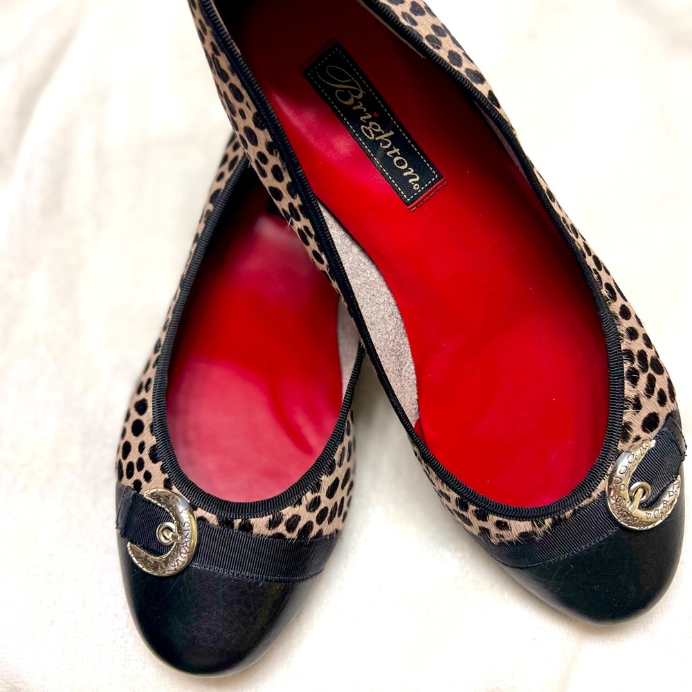 Brighton leather and animal fur captoe shoes